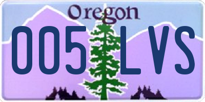 OR license plate 005LVS