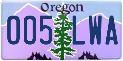 OR license plate 005LWA