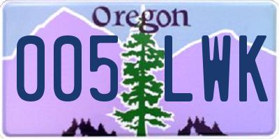 OR license plate 005LWK