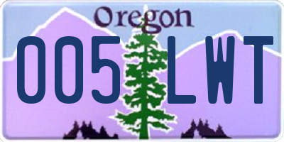 OR license plate 005LWT