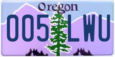 OR license plate 005LWU
