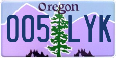 OR license plate 005LYK