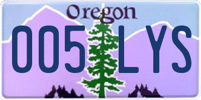 OR license plate 005LYS