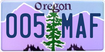 OR license plate 005MAF
