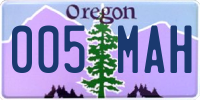 OR license plate 005MAH