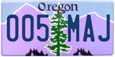 OR license plate 005MAJ