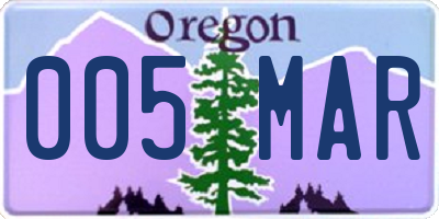 OR license plate 005MAR