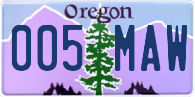 OR license plate 005MAW