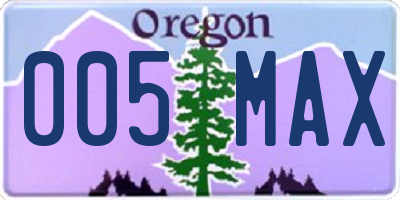 OR license plate 005MAX