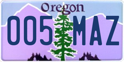 OR license plate 005MAZ