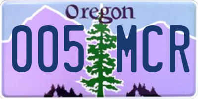 OR license plate 005MCR