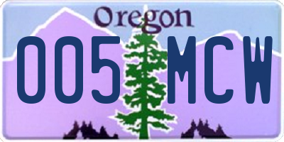 OR license plate 005MCW