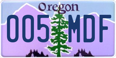 OR license plate 005MDF