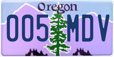OR license plate 005MDV