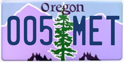 OR license plate 005MET