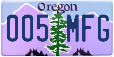 OR license plate 005MFG