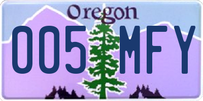 OR license plate 005MFY