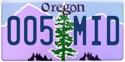 OR license plate 005MID