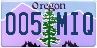 OR license plate 005MIQ