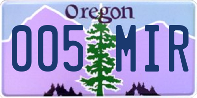 OR license plate 005MIR