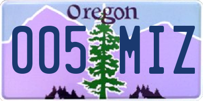 OR license plate 005MIZ