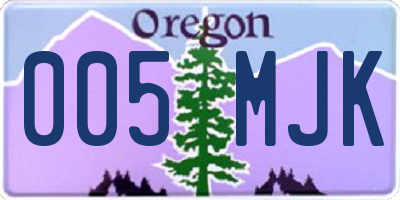 OR license plate 005MJK
