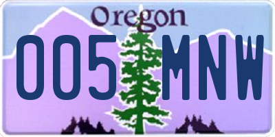 OR license plate 005MNW