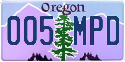 OR license plate 005MPD