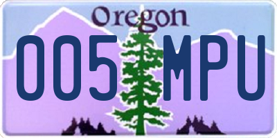 OR license plate 005MPU