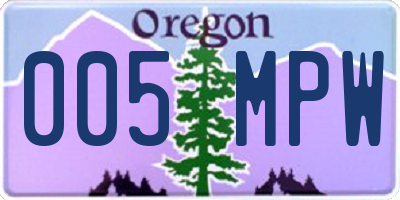 OR license plate 005MPW