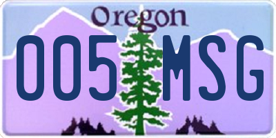 OR license plate 005MSG