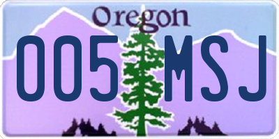OR license plate 005MSJ