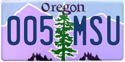 OR license plate 005MSU