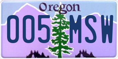 OR license plate 005MSW