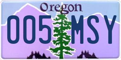 OR license plate 005MSY
