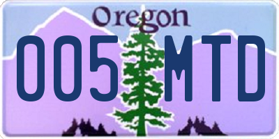 OR license plate 005MTD