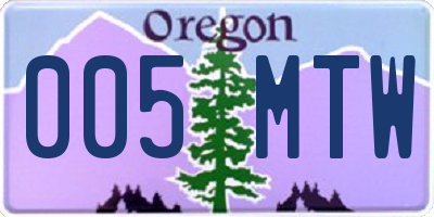 OR license plate 005MTW
