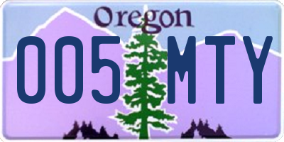 OR license plate 005MTY