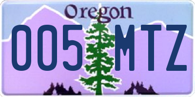 OR license plate 005MTZ