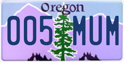OR license plate 005MUM