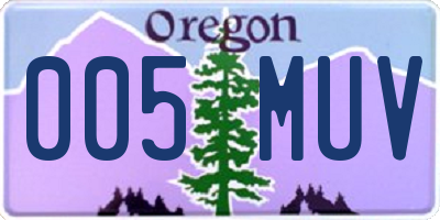 OR license plate 005MUV
