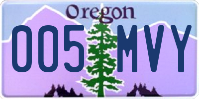 OR license plate 005MVY