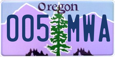 OR license plate 005MWA