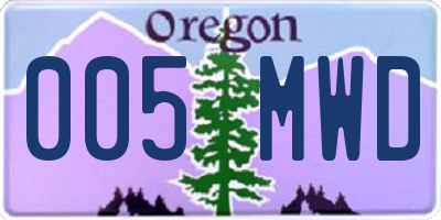 OR license plate 005MWD