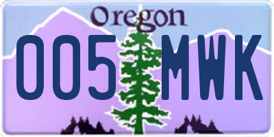 OR license plate 005MWK