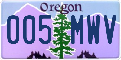 OR license plate 005MWV