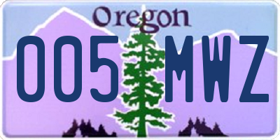 OR license plate 005MWZ