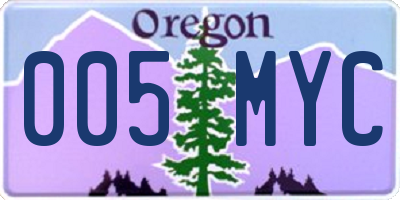 OR license plate 005MYC