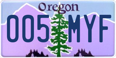 OR license plate 005MYF