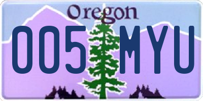 OR license plate 005MYU
